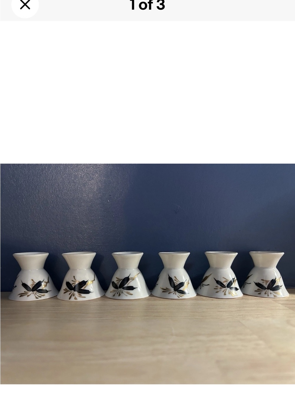 Vintage Lefton Gold Wheat Double Egg Cups Set of 6 Mid Century Porcelain Japan